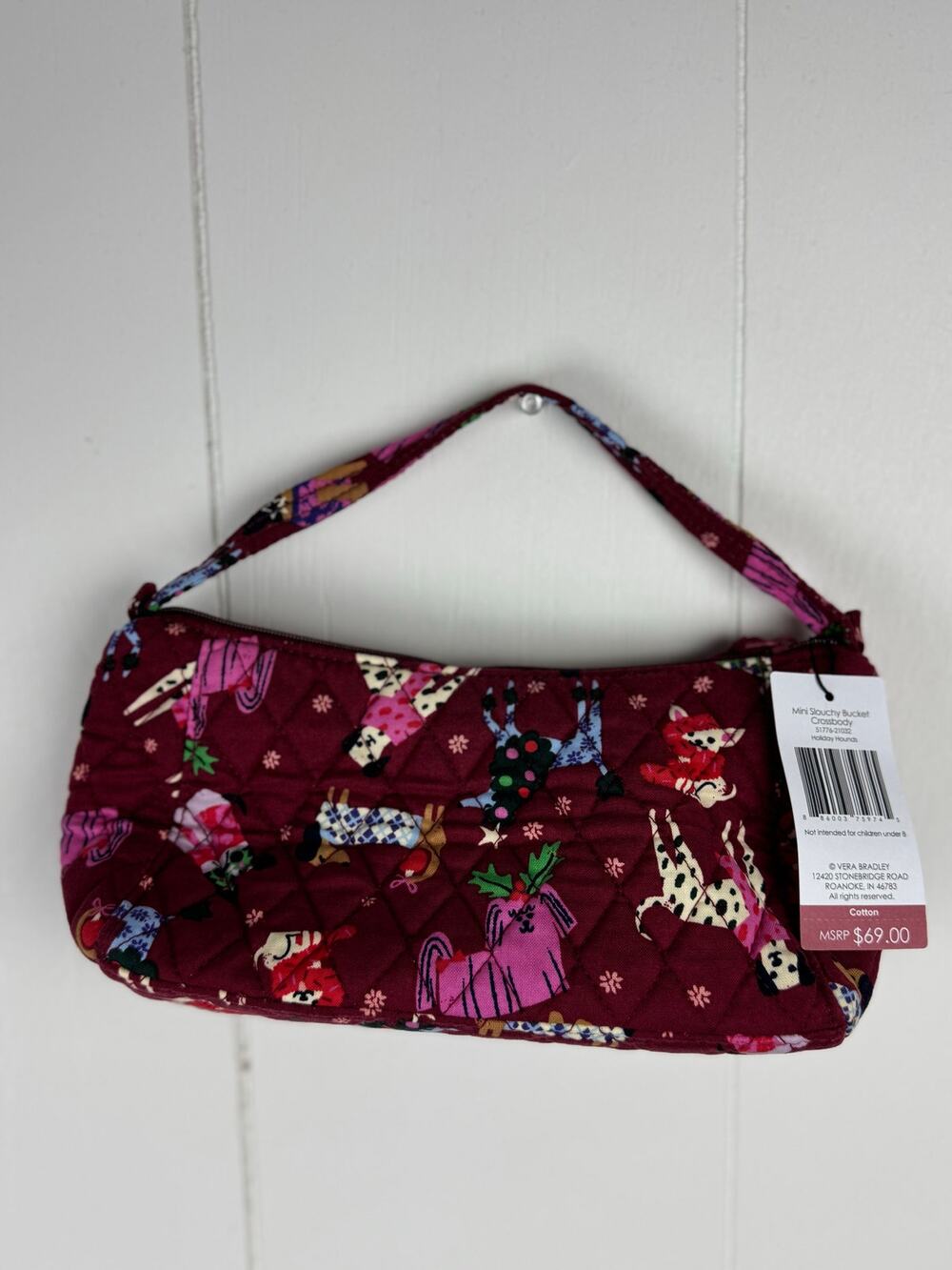 Vera Bradley Holiday Hounds Mini Slouchy Crossbody, NWT